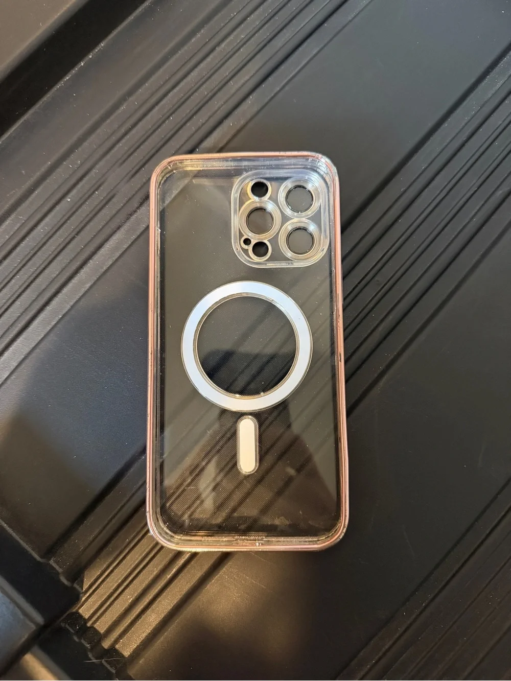 14 Pro Max Clear MagSafe-Compatible Phone Case with Rose Gold Ring